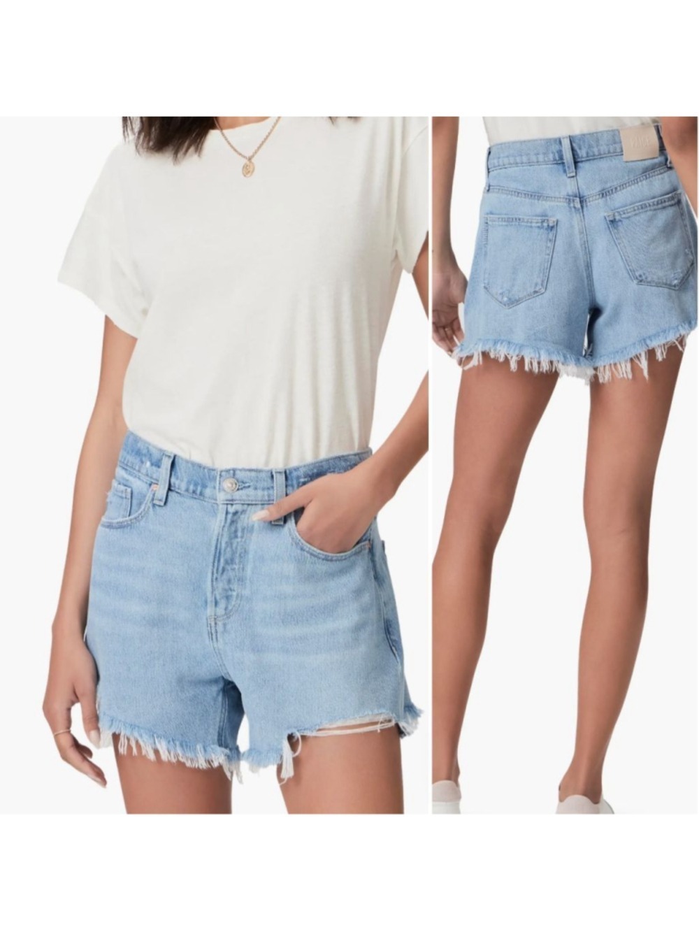 PAIGE Noella Cut Off High Rise Jean Shorts NWT Women's Size 27 Relaxed Fit
